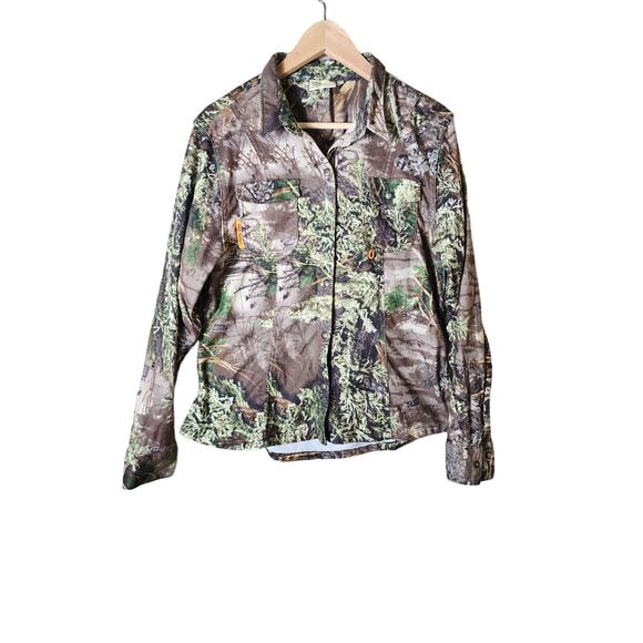 SHE SAFARI Brown Woodland Camo Hunting Casual Outdoor Expedition Top SZ XL - Picture 1 of 11